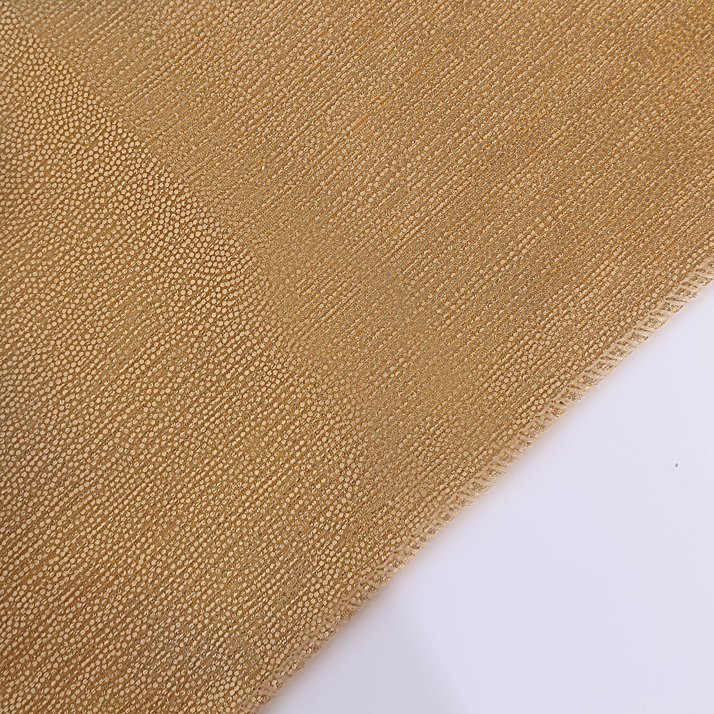 Gold shimmer sequin dots table runner, wrinkle-free and sparkling.
