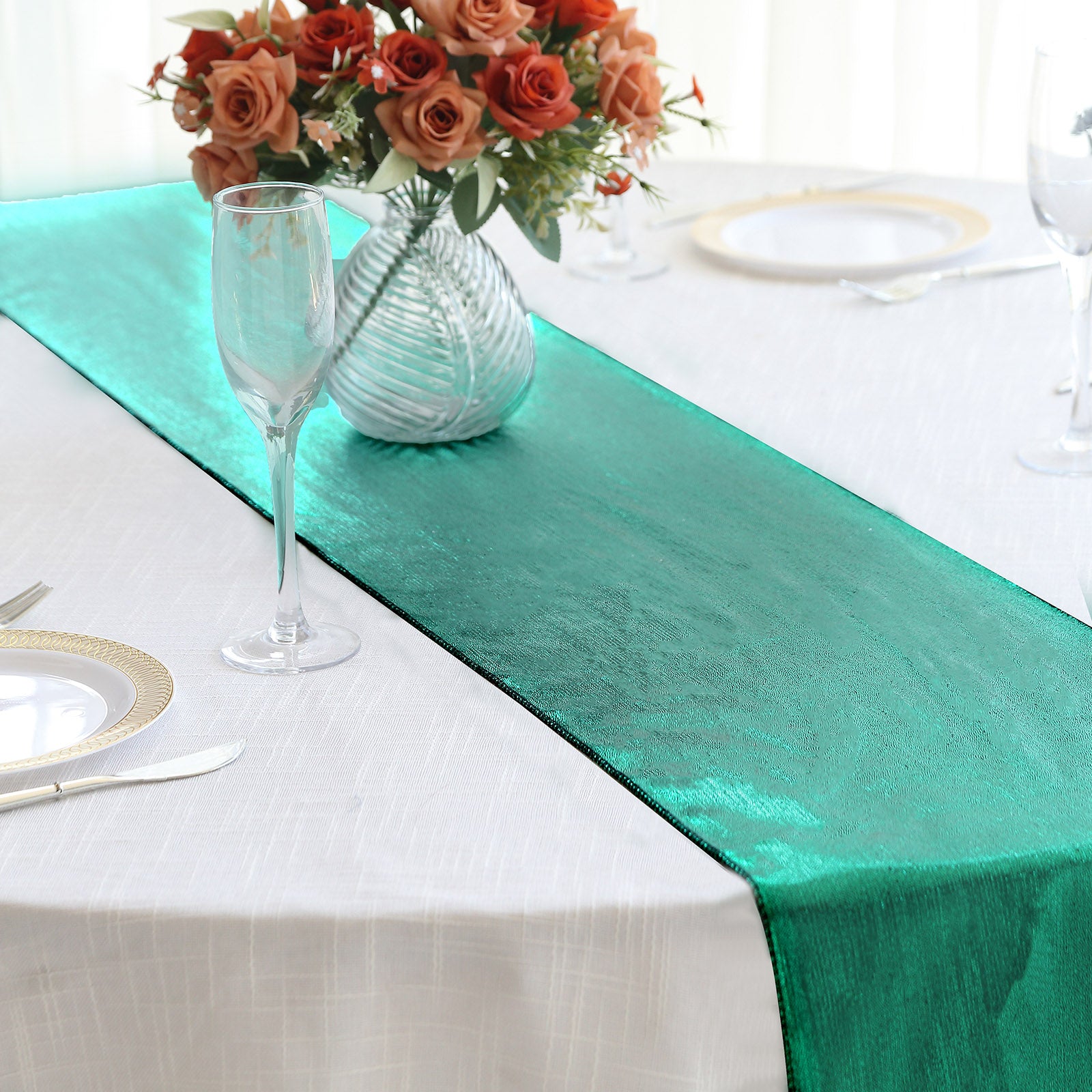 Hunter Emerald Green Table Runner with Shimmering Sequin Dots