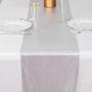 Silver shimmer sequin dots table runner, wrinkle-free and glittery.