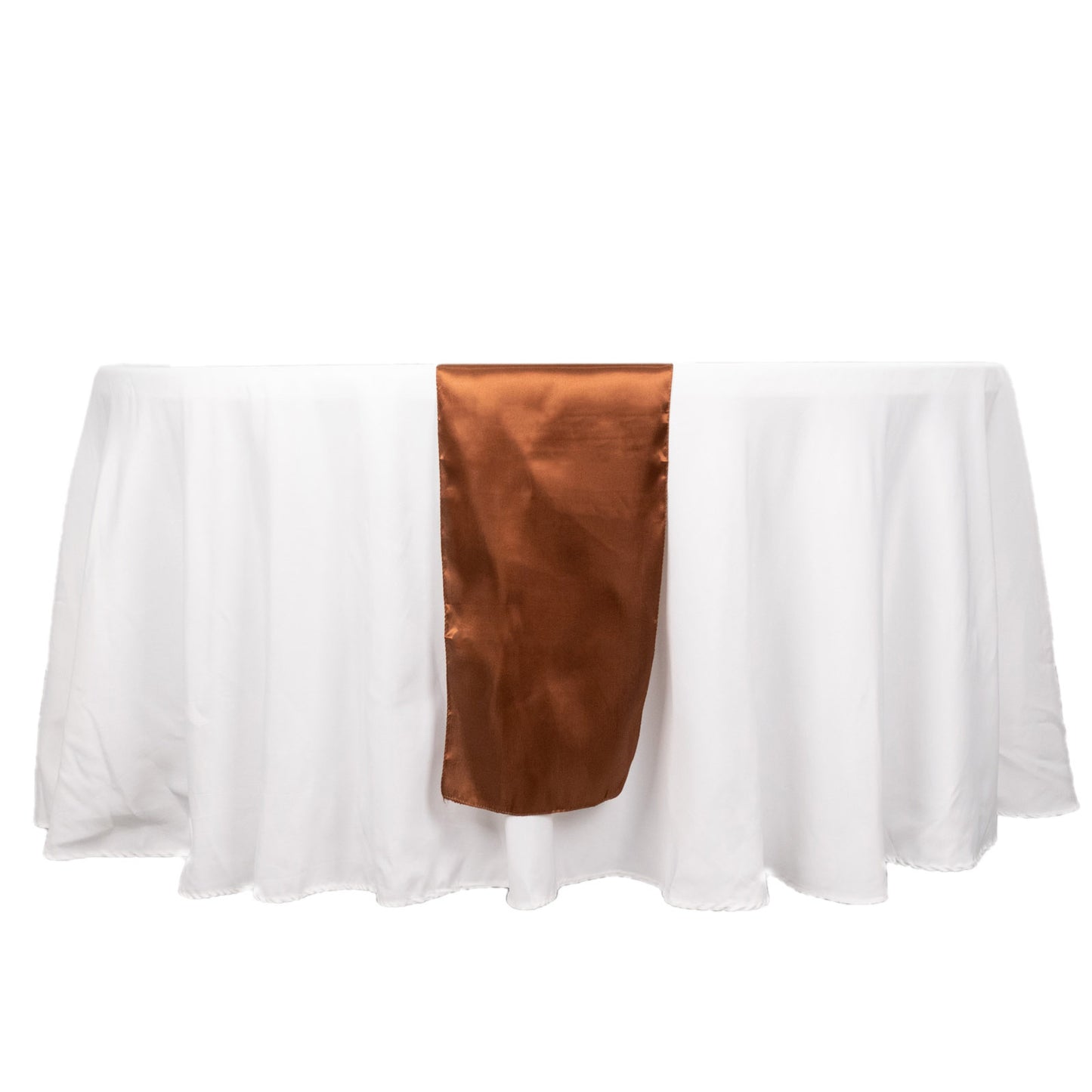12"x108" Cinnamon Brown Seamless Smooth Satin Table Runner