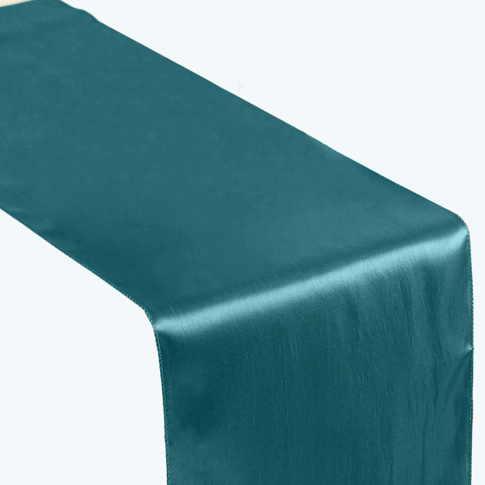 Satin Seamless Table Runner 12x108 Inch Peacock Teal 