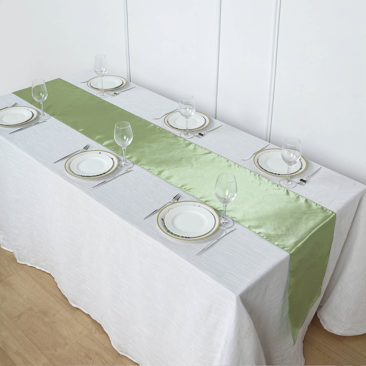 12"x108" Sage Green Satin Table Runner