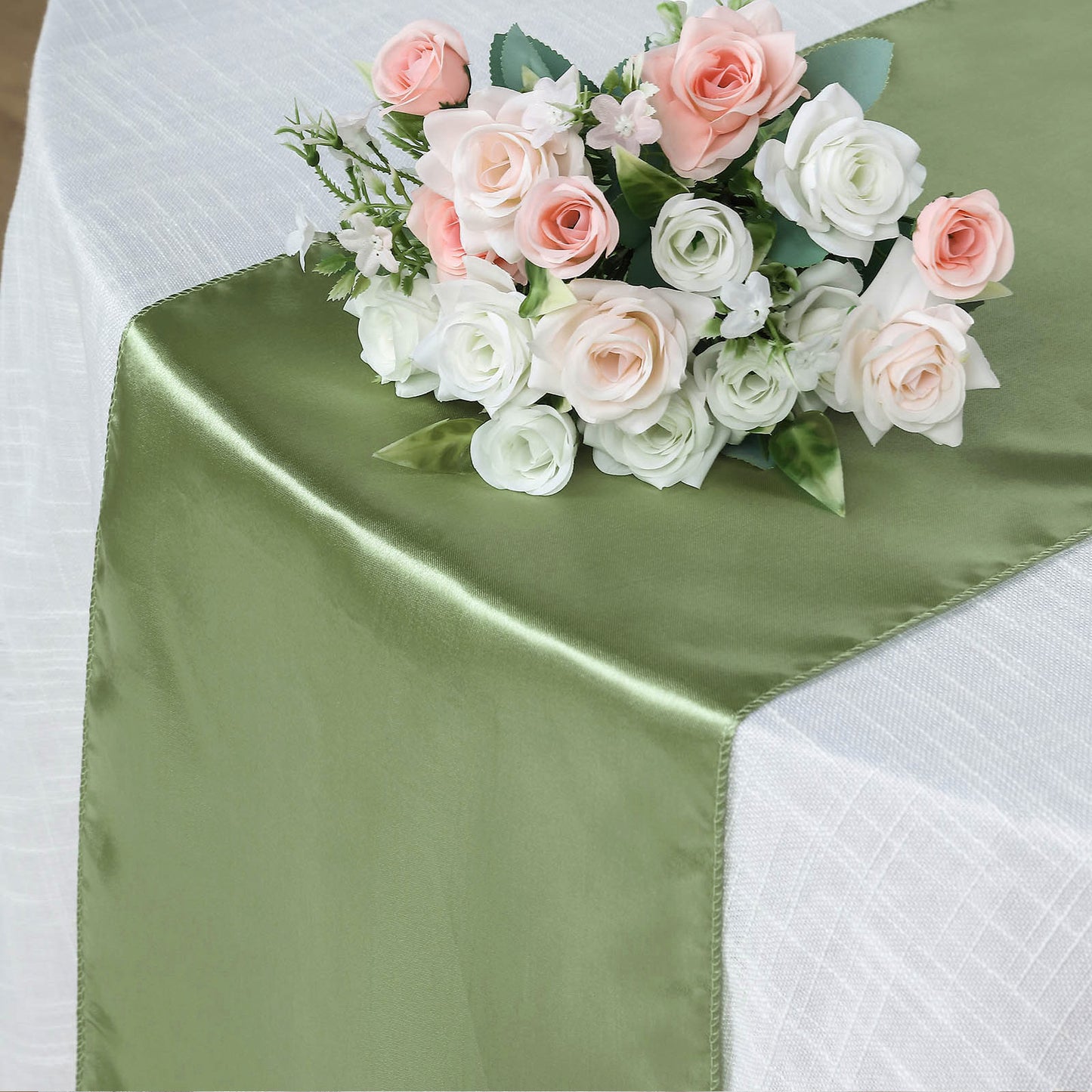 12"x108" Sage Green Satin Table Runner