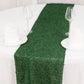 Green shag minky polyester table runner on a white table setting.