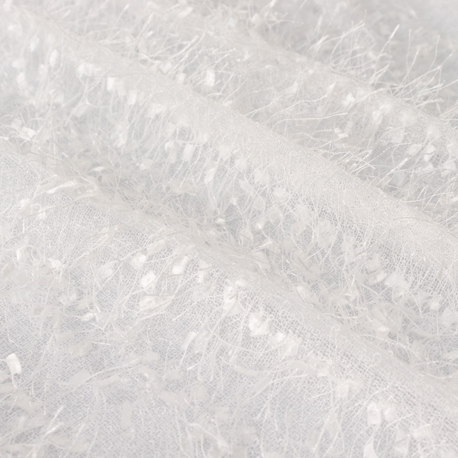 White shag minky polyester table runner, soft and textured design.