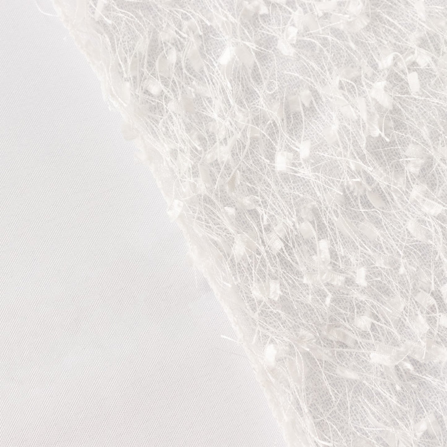 White shag minky polyester table runner, soft texture, elegant decor.