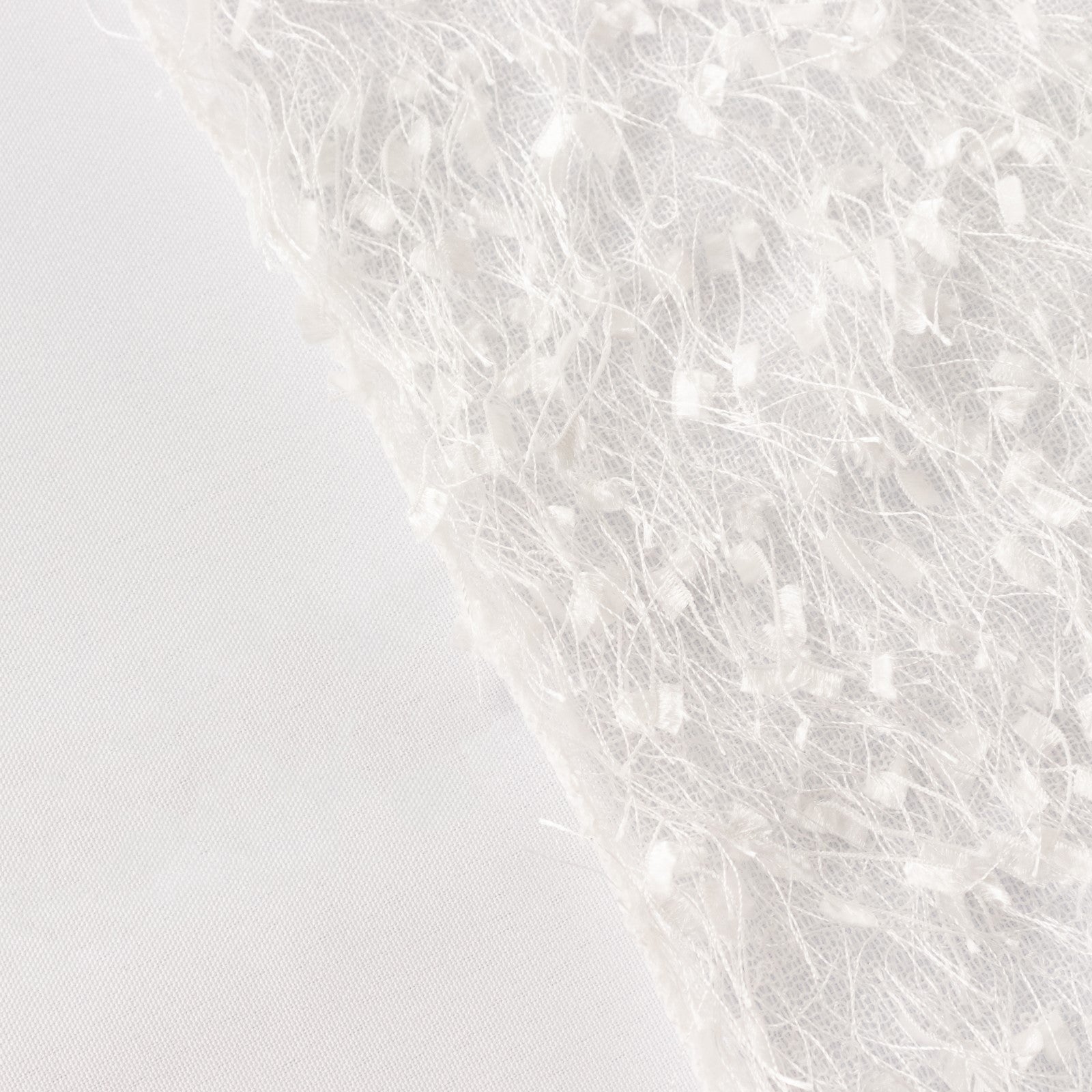 White shag minky polyester table runner, soft texture, elegant decor.