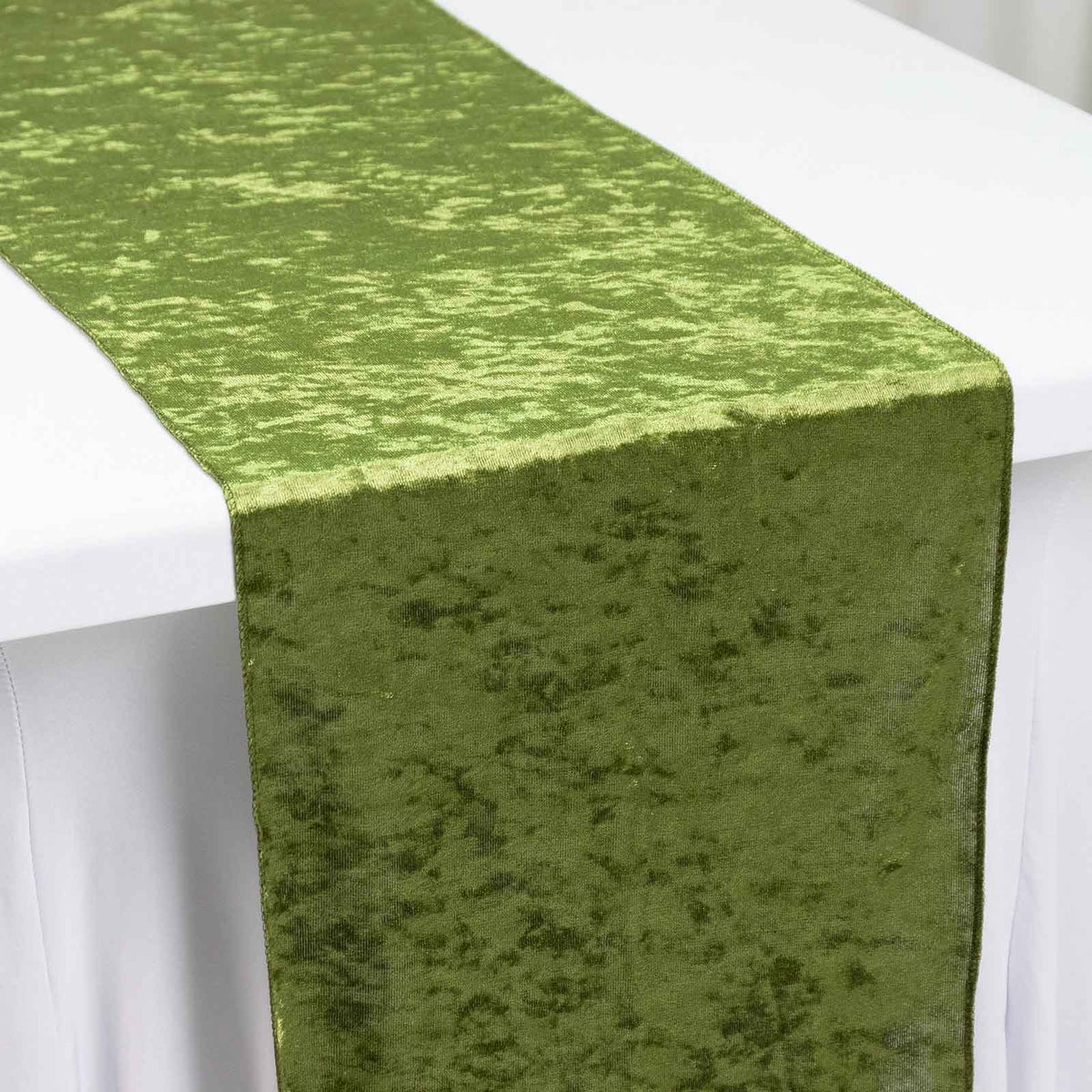 Premium Crushed Velvet 12"x108" Table Runner Dusty Sage Green - Soft & Wrinkle-Resistant Table Linen