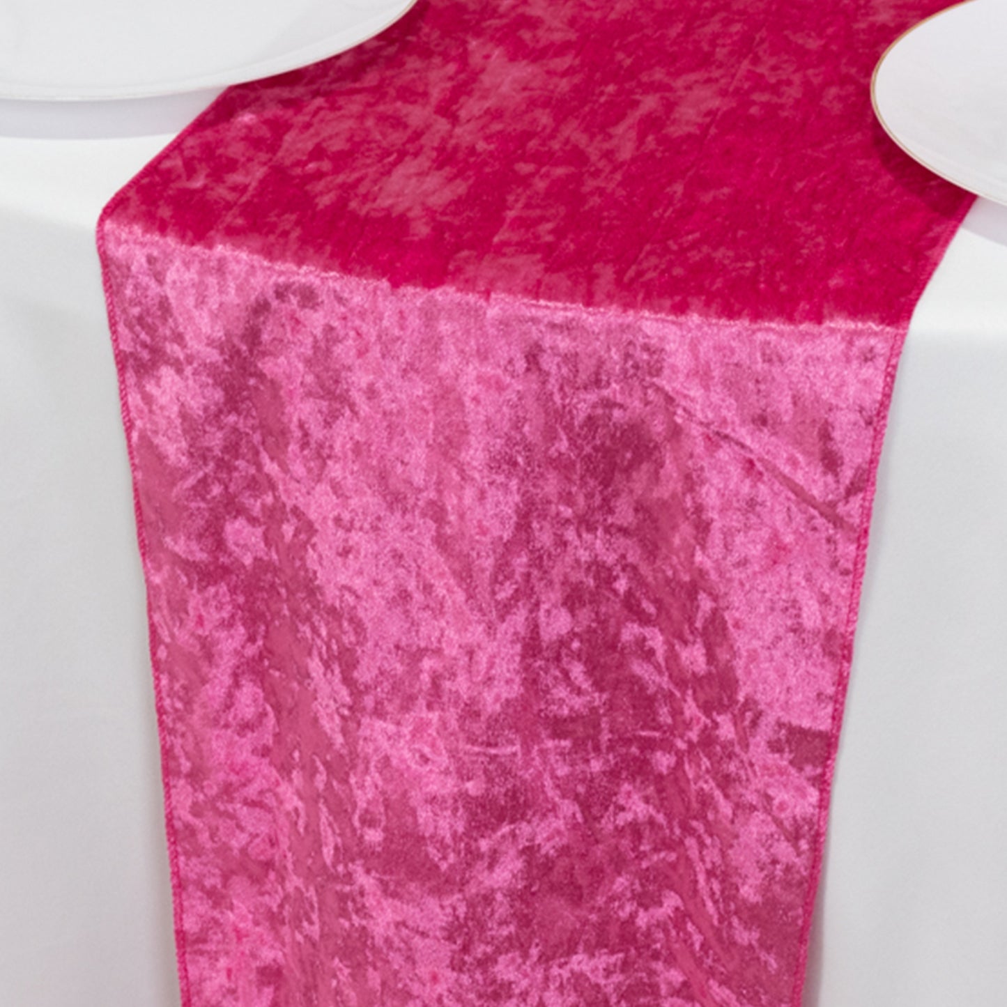 12"x108" Fuchsia Premium Crushed Velvet Table Runner - 190GSM