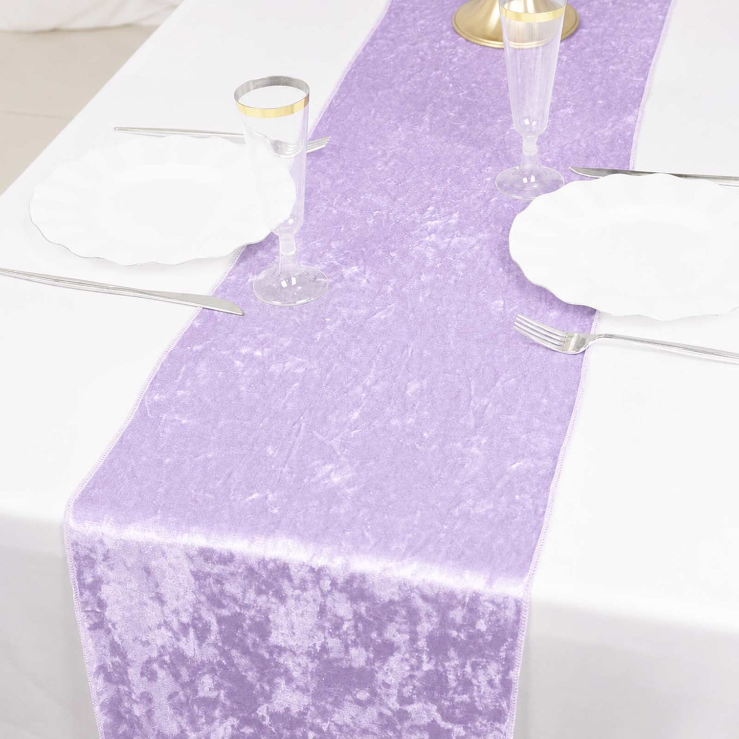 Premium Crushed Velvet 12"x108" Table Runner Lavender Lilac - Soft & Wrinkle-Resistant Table Linen