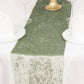 12"x108" Sage Green Premium Crushed Velvet Table Runner - 190GSM