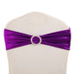 5 Pack Metallic Purple Spandex Chair Sashes With Attached Round Diamond Buckles