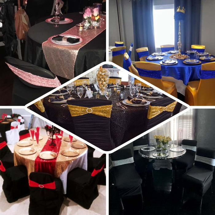 5 Pack | Red Metallic Shimmer Tinsel Spandex Chair Sashes