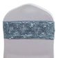 5 Pack | Dusty Blue Satin Rosette Spandex Stretch Chair Sashes | 6"x14"