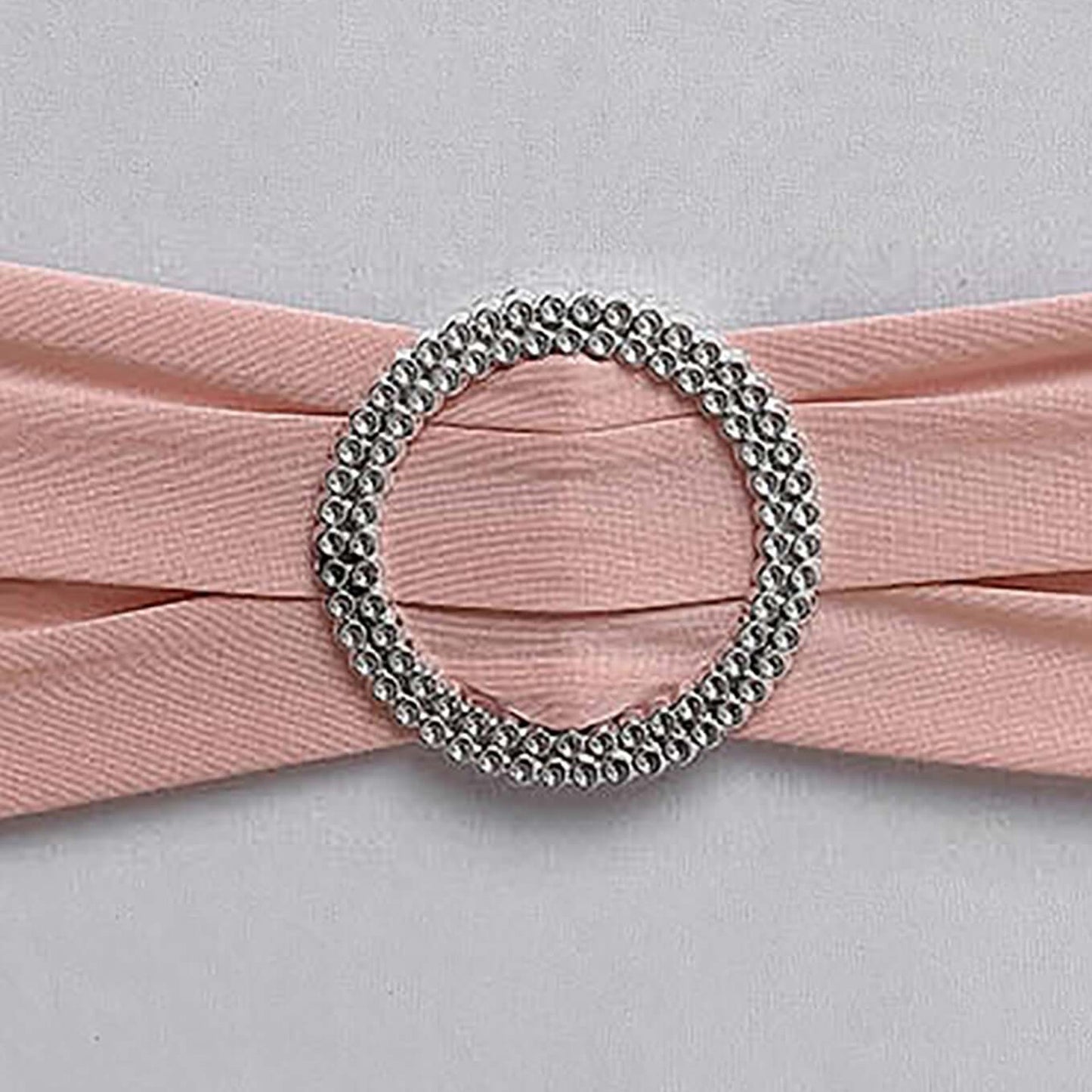 5 Pack | Dusty Rose Spandex Stretch Chair Sashes with Silver Diamond Ring Slide Buckle | 5"x14"