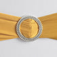 5 Pack | Gold Spandex Stretch Chair Sashes with Silver Diamond Ring Slide Buckle | 5"x14"