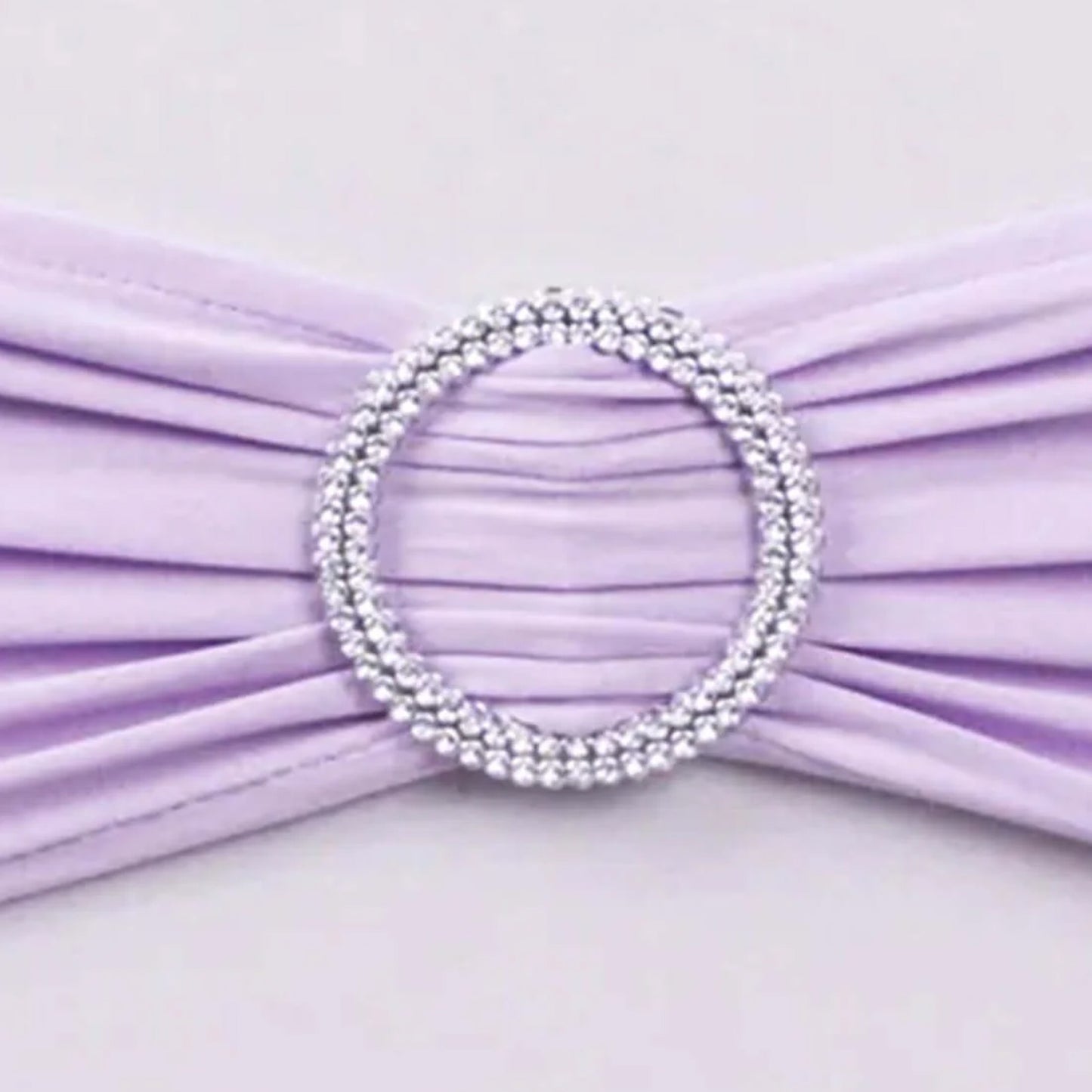 5 Pack | Lavender Lilac Spandex Stretch Chair Sashes with Silver Diamond Ring Slide Buckle | 5"x14"