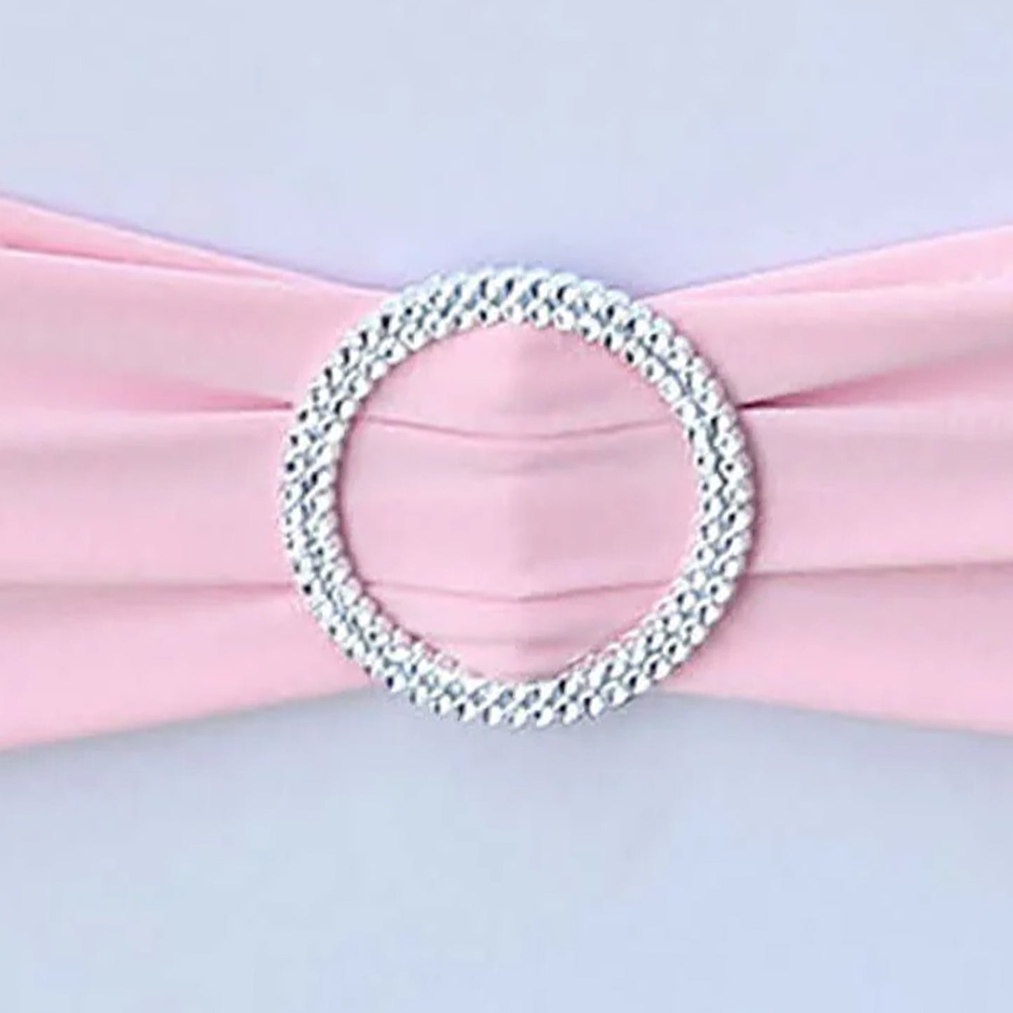 5 Pack | Pink Spandex Stretch Chair Sashes with Silver Diamond Ring Slide Buckle | 5"x14"