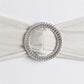 5 Pack | Silver Spandex Stretch Chair Sashes with Silver Diamond Ring Slide Buckle | 5"x14"