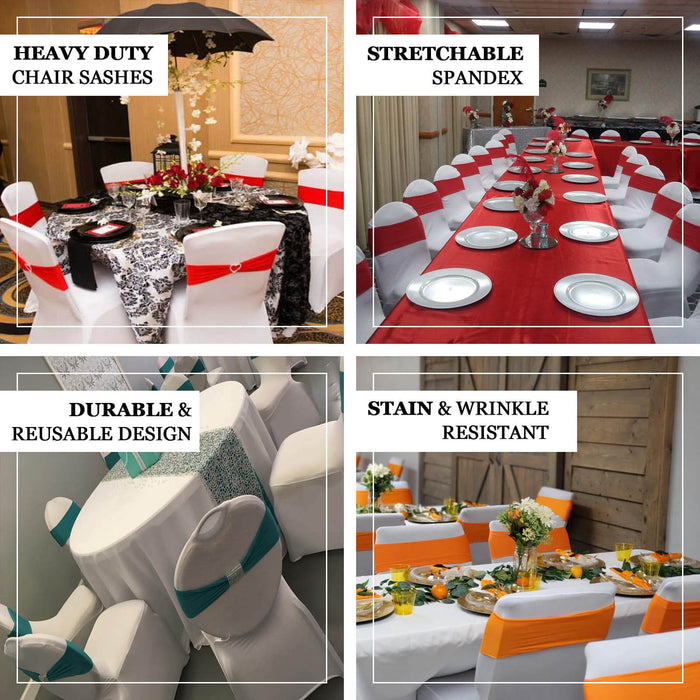 5 Pack Hunter Emerald Green Spandex Stretch Chair Sashes Bands Heavy Duty with Two Ply Spandex - 5"x12"