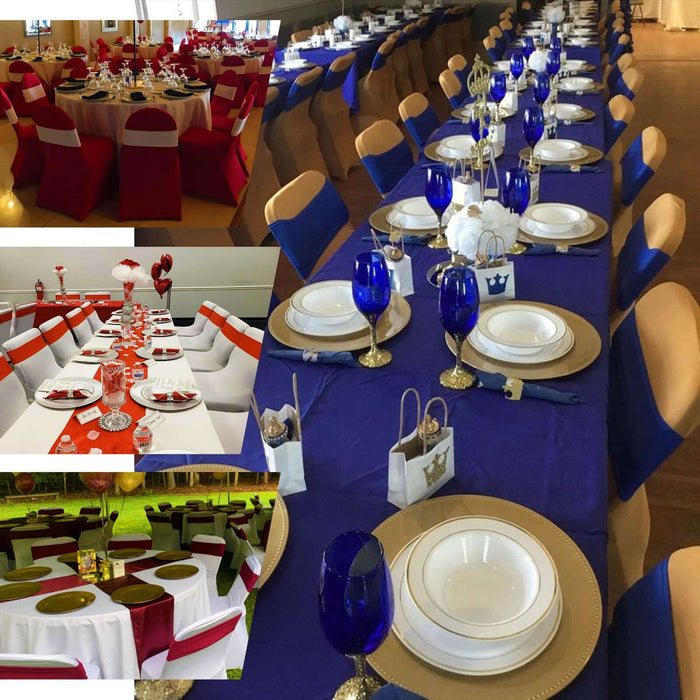 5 Pack White Spandex Stretch Chair Sashes Bands Heavy Duty with Two Ply Spandex - 5"x12"