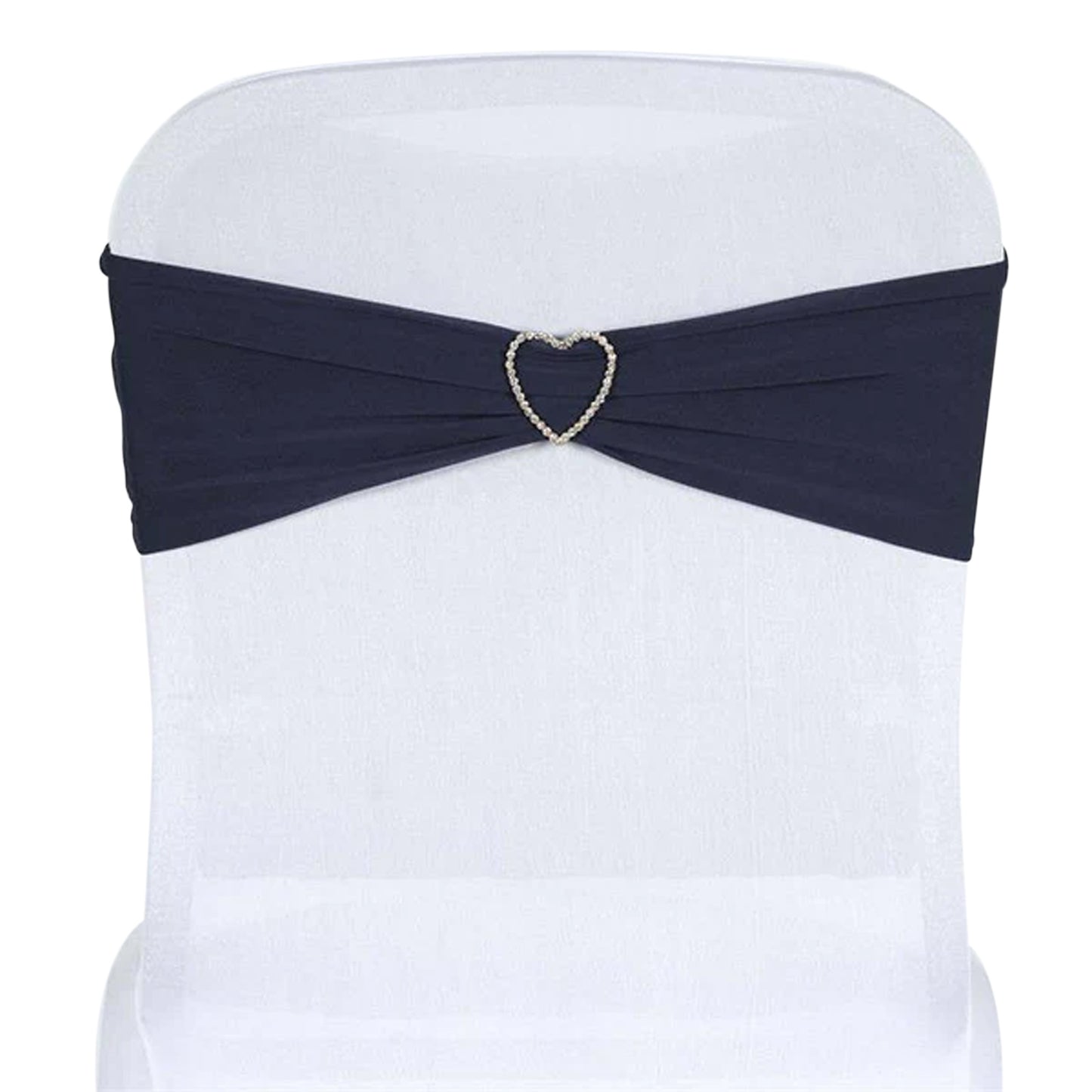 5 Pack Navy Blue Spandex Stretch Chair Sashes Bands Heavy Duty with Two Ply Spandex - 5"x12"