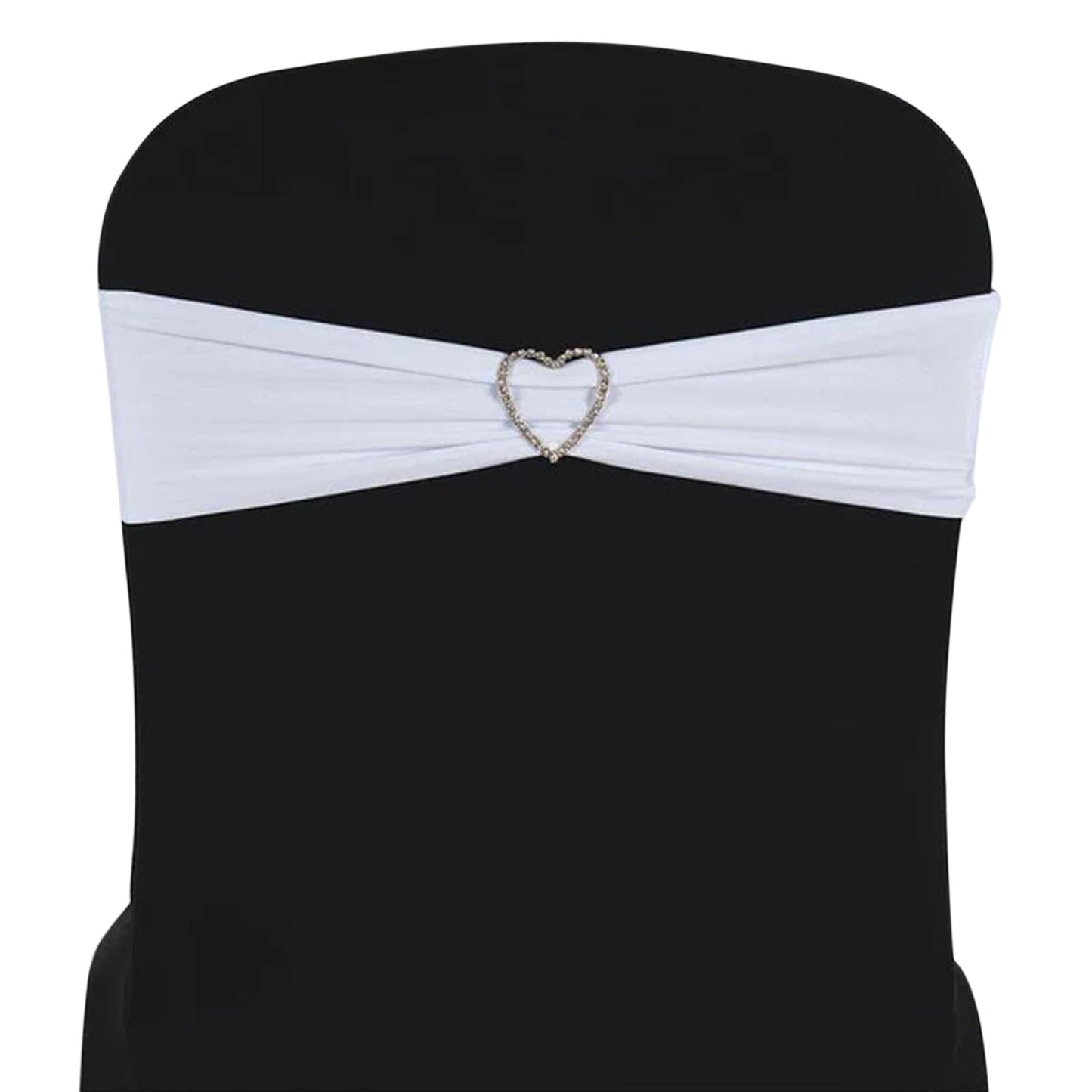 5 Pack White Spandex Stretch Chair Sashes Bands Heavy Duty with Two Ply Spandex - 5"x12"