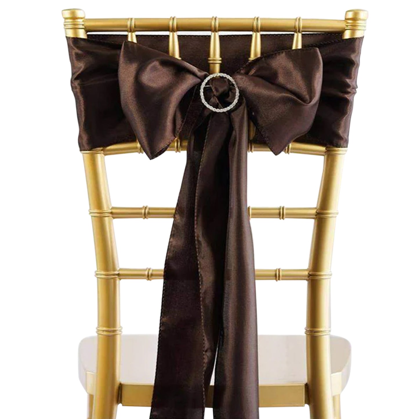 5 Pack | Chocolate Satin Chair Sashes | 6"x106"