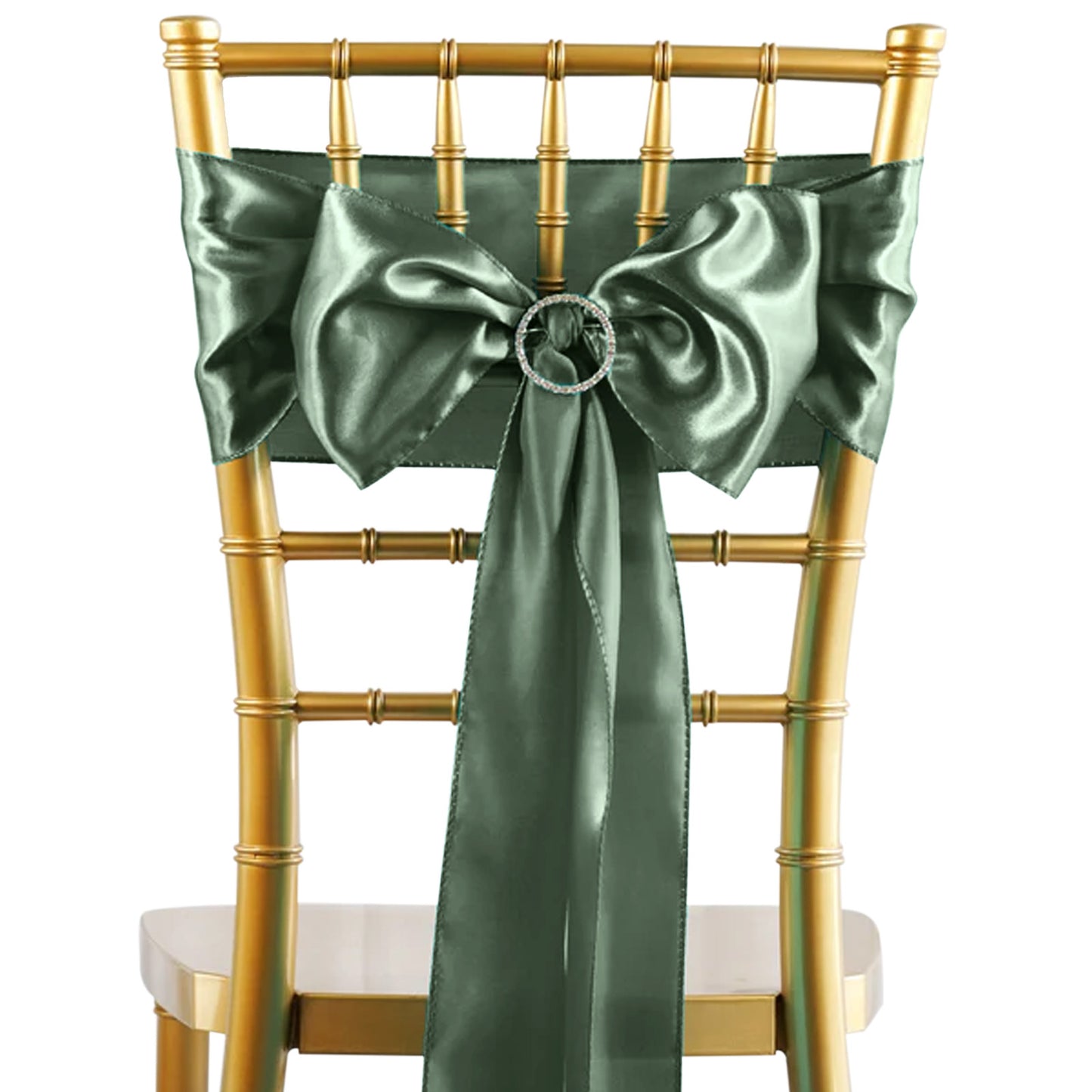 5 Pack | Dusty Sage Green Satin Chair Sashes - 6"x106"