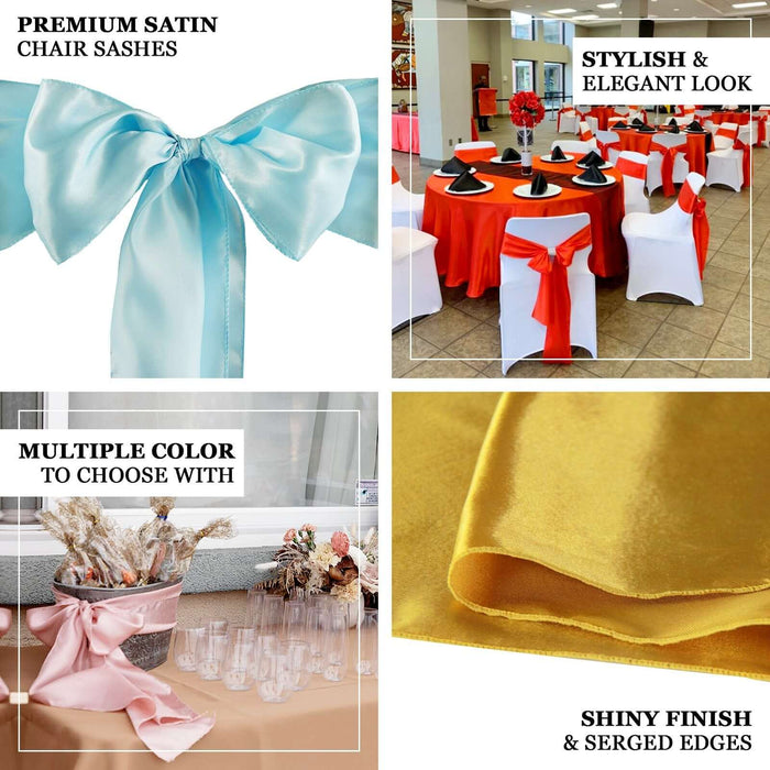 5 Pack | Cinnamon Rose Satin Chair Sashes - 6"x106"