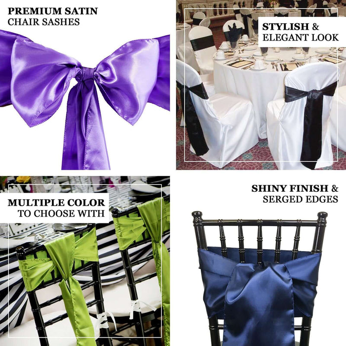 5 Pack | Chocolate Satin Chair Sashes | 6"x106"