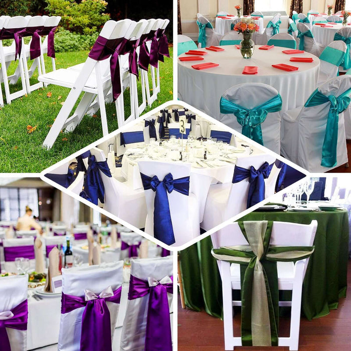 5 Pack | Purple Satin Chair Sashes | 6"x106"