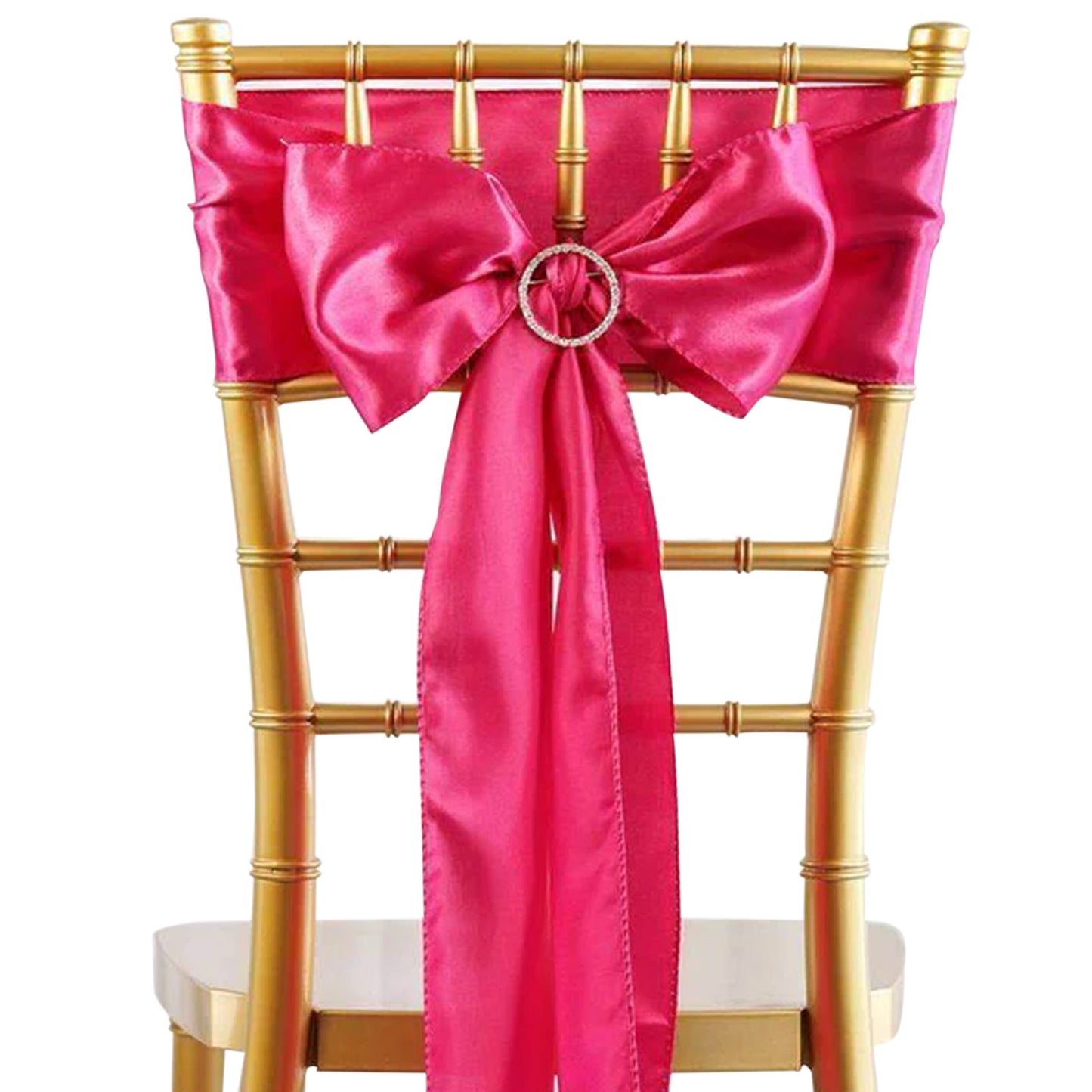 5 Pack | Fuchsia Satin Chair Sashes | 6"x106"