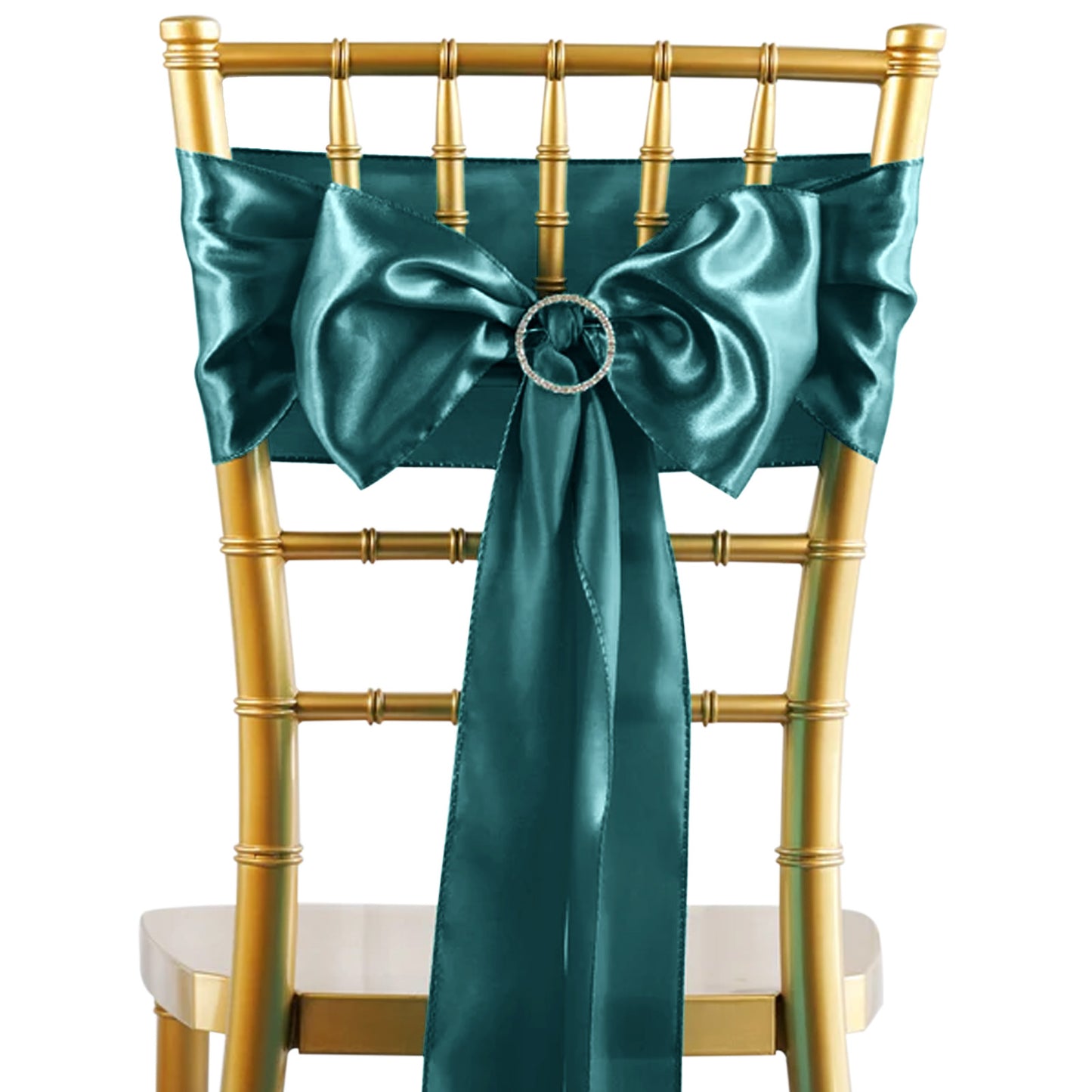 5 Pack | Peacock Teal Satin Chair Sashes - 6"x106"