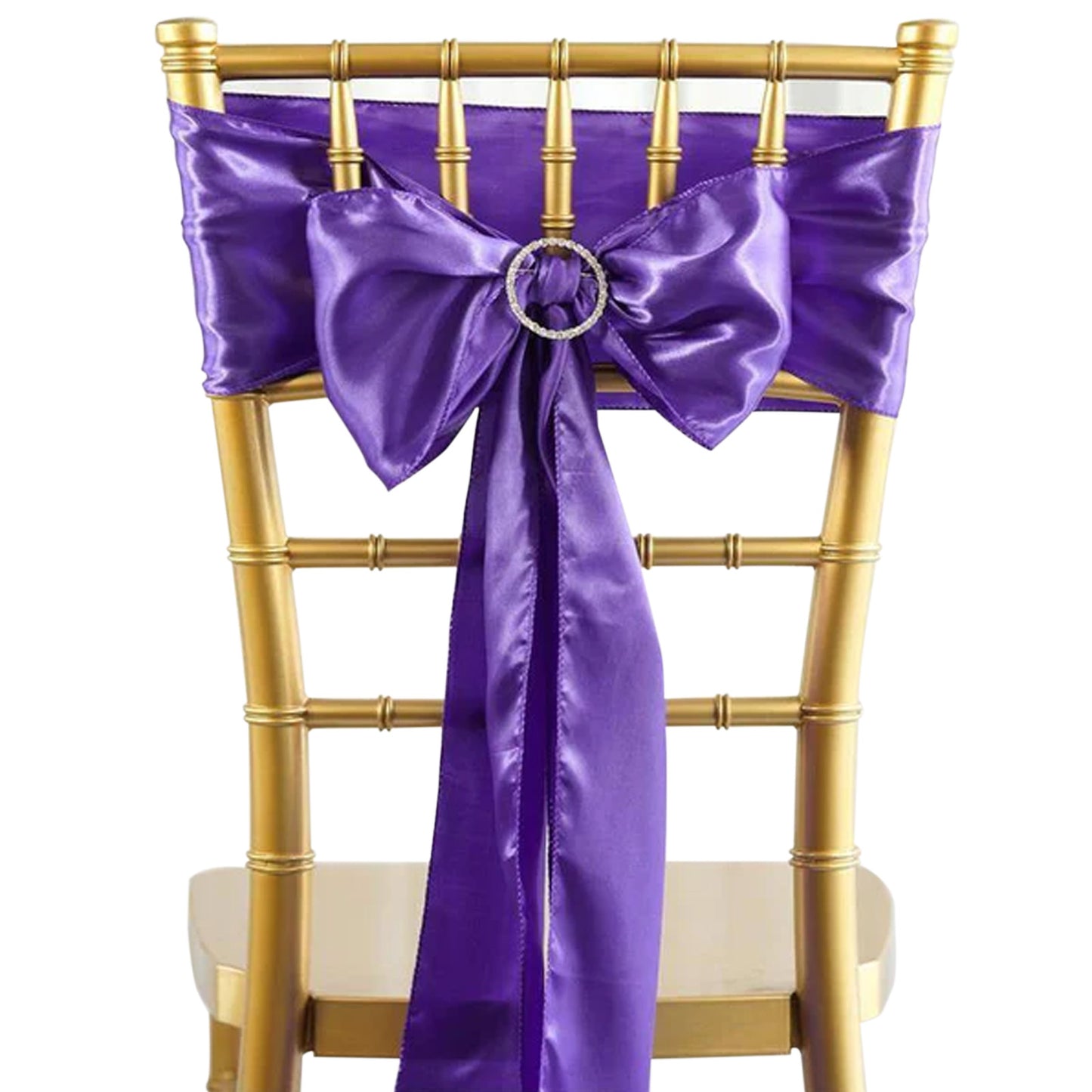 5 Pack | Purple Satin Chair Sashes | 6"x106"