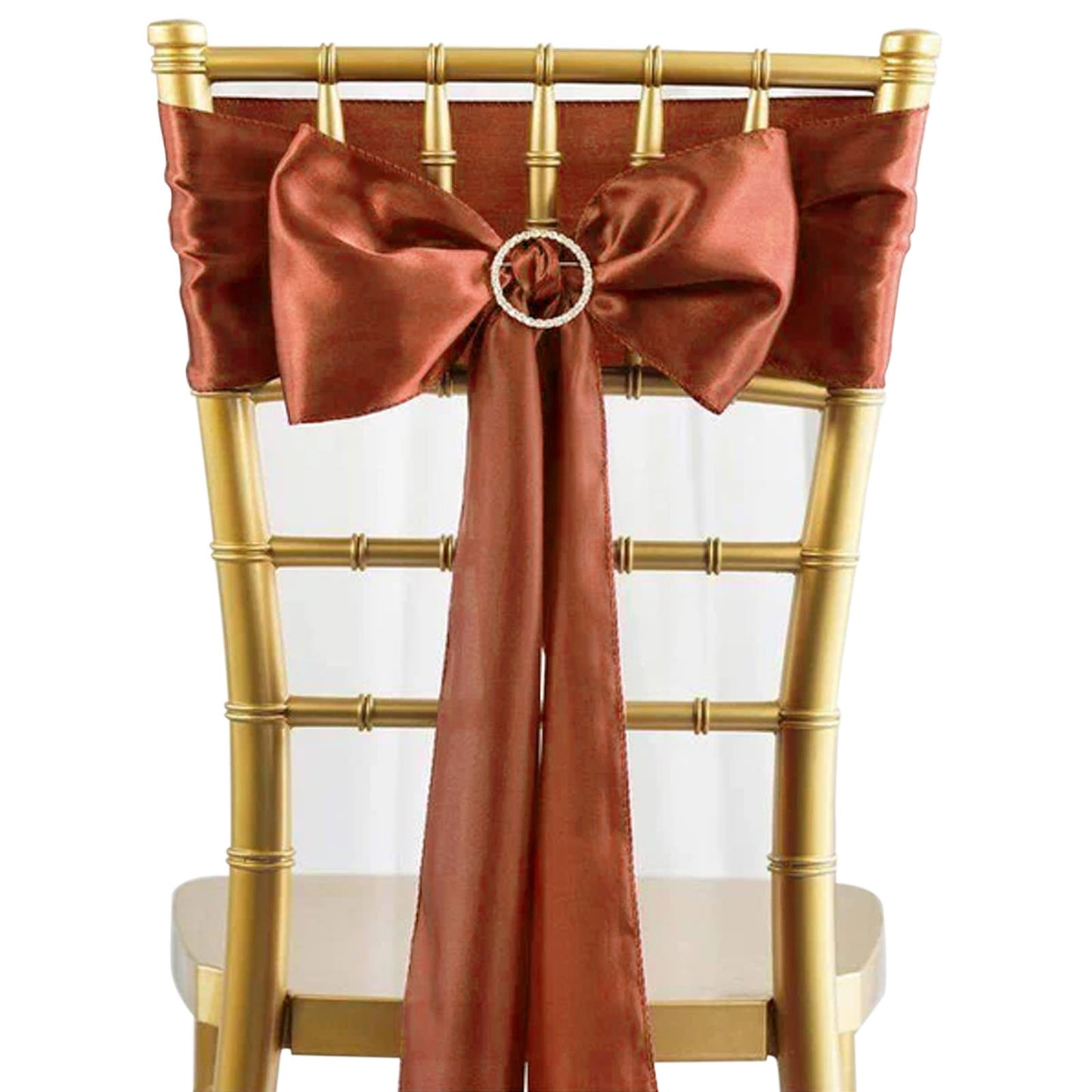 5 Pack 6"x106" Terracotta (Rust) Satin Chair Sashes