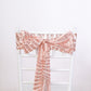 Rose gold geometric diamond sequin chair sash on a white chair.