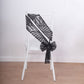 Black geometric diamond glitz sequin chair sash on a white chair.