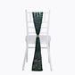 Emerald green geometric diamond sequin chair sash on a white chair.