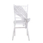 Silver geometric diamond glitz sequin chair sash on a white chair. #whtbkgd