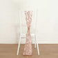 5 Pack Rose Gold Tulle Wedding Chair Sashes with Leaf Vine Embroidered Sequins - 6"x88"