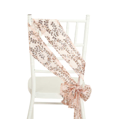 Elegant Design of Rose Gold Tulle Chair Sashes