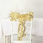 5 Pack Gold Tulle Wedding Chair Sashes with Leaf Vine Embroidered Sequins - 6"x88"