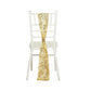5 Pack Gold Tulle Wedding Chair Sashes with Leaf Vine Embroidered Sequins - 6"x88"