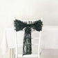 5 Pack Hunter Emerald Green Tulle Wedding Chair Sashes with Leaf Vine Embroidered Sequins - 6"x88"
