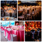 Rose gold mesh chair sashes with gold wave sequins for elegant decor.