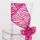Fuchsia sequin mesh chair sash with silver wave pattern.