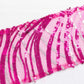 Fuchsia silver wave embroidered sequin mesh chair sashes.