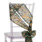 Hunter emerald green and gold wave embroidered sequin mesh chair sash. #whtbkgd