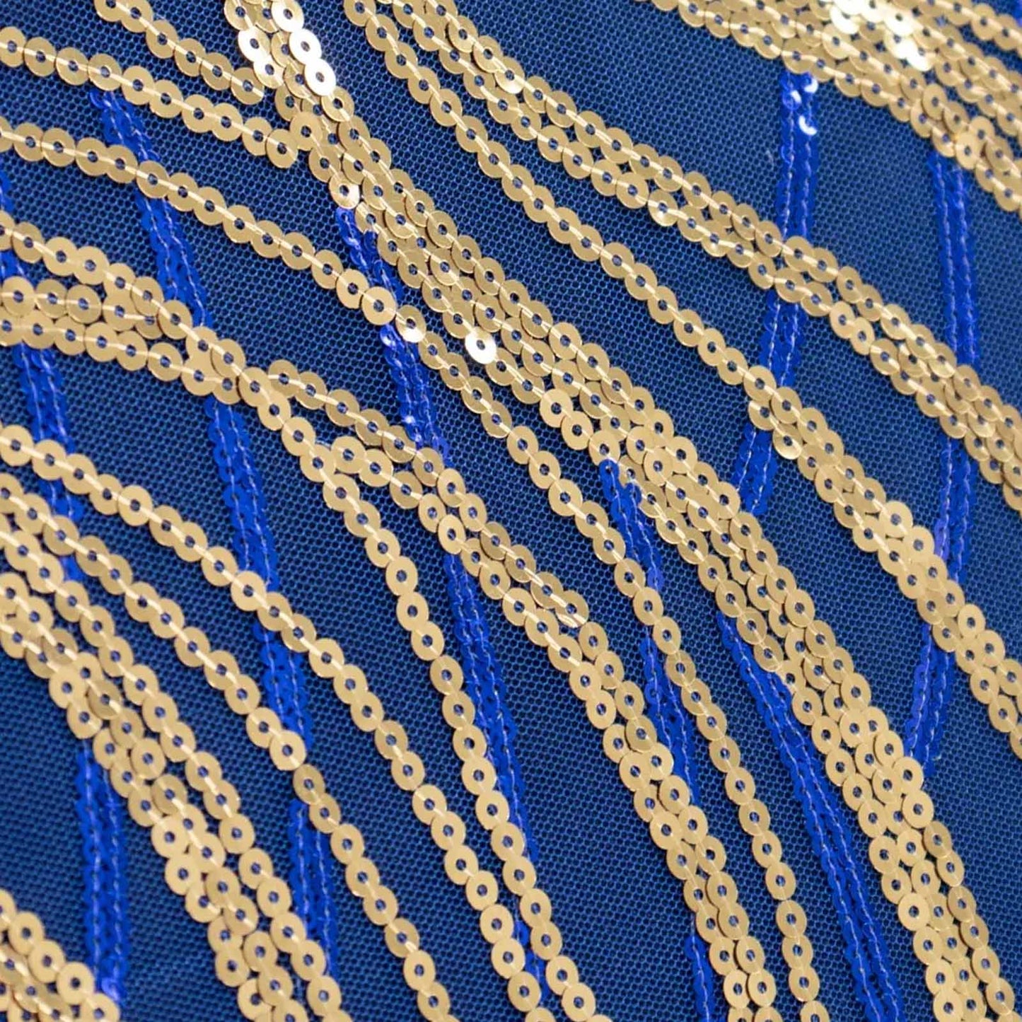 5 Pack Royal Blue Gold Wave Chair Sash Bands With Embroidered Sequins
